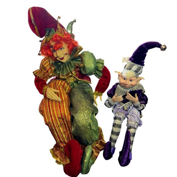 2 Porcelain Jester Shelf Sitter Dolls 1 By Robert Stanley - Picture 1 of 11